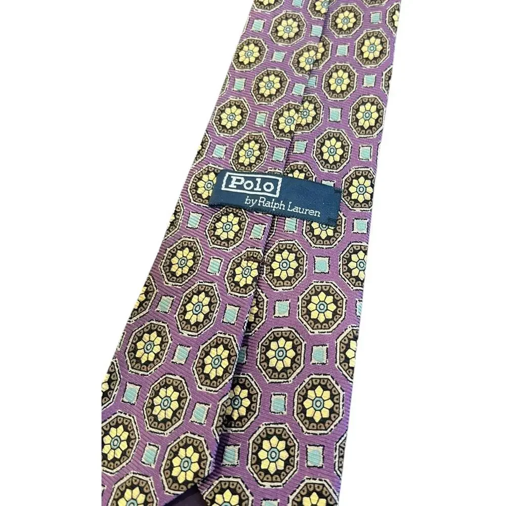 Polo Ralph Lauren Tie Mens Blue Necktie 100 Silk Paisley Handmade Made in Italy